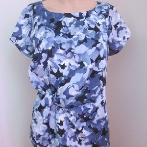 Banana Republic Ruched Blue Short Sleeve Top 4
